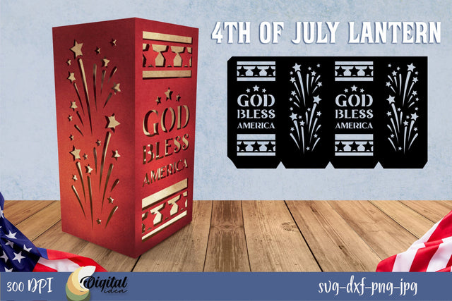 4th July Paper Lantern SVG. Independence Day Paper Cut SVG Evgenyia Guschina 
