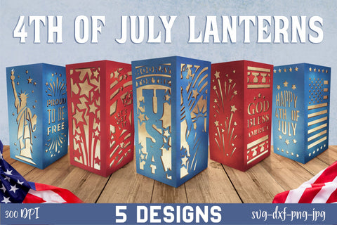 4th July Paper Lanterns SVG Bundle. Independence Day Paper Cut SVG Evgenyia Guschina 