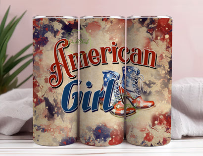 4th July Tumbler Design Wrap PNG 20 oz Red Blue American GIRL Sublimation Designs Downloads - Digital Download Sublimation PixelChick 