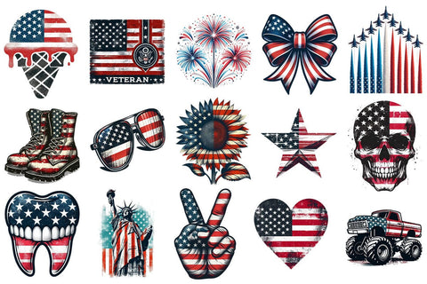 4th Of July American Flag Sublimation Clipart Bundle Printable File Sublimation Creativedesigntee 