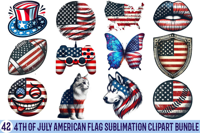 4th Of July American Flag Sublimation Clipart Bundle Printable File Sublimation Creativedesigntee 