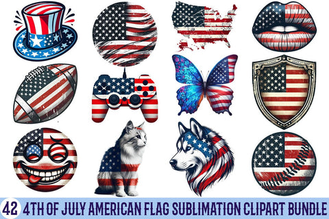 4th Of July American Flag Sublimation Clipart Bundle Printable File Sublimation Creativedesigntee 