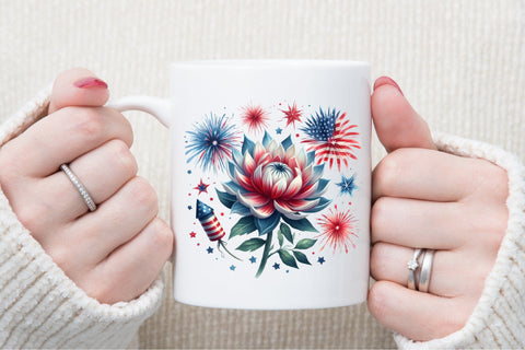 4th of July American flower Firework Clipart Sublimation designartist 