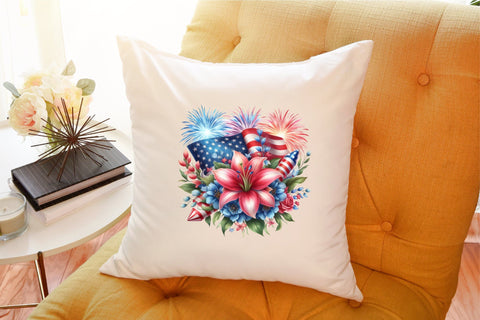 4th of July American flower Firework Clipart Sublimation designartist 