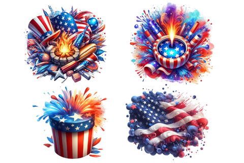 4th of July Animals Clipart Sublimation Rupkotha 