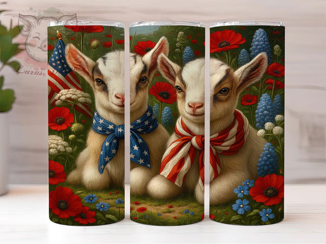 4th of July Baby Goats Patriotic Tumbler Wrap, Baby Goat Tumbler, Patriotic Goat Design, Independence Day Wrap, Cute Animal Tumbler, USA Goat Tumbler, Digital Sublimation Art Sublimation Lara' s Designs 