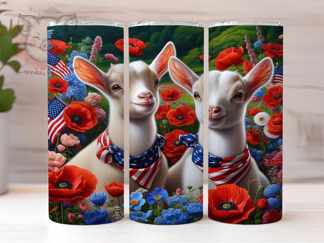 4th of July Baby Goats Patriotic Tumbler Wrap, Baby Goat Tumbler, Patriotic Goat Design, Independence Day Wrap, Cute Animal Tumbler, USA Goat Tumbler, Digital Sublimation Art Sublimation Lara' s Designs 