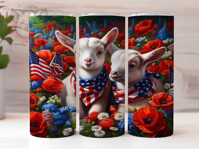 4th of July Baby Goats Patriotic Tumbler Wrap, Baby Goat Tumbler, Patriotic Goat Design, Independence Day Wrap, Cute Animal Tumbler, USA Goat Tumbler, Digital Sublimation Art Sublimation Lara' s Designs 