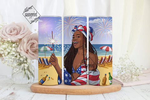 4th of July Beach Beauty 20oz Tumbler Sublimation sassyprint 