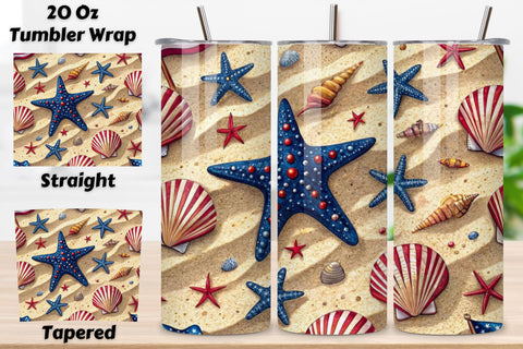 4th Of July Beach Party Seamless Tumbler Wrap - 3D Sand & Firework Celebration, 20oz Skinny Sublimation Design, American Flag Floral Art, Independence Day Tumbler Wrap, Fourth of July Floral Gift, USA Patriotic Flower Wrap Sublimation FloridPrintables 