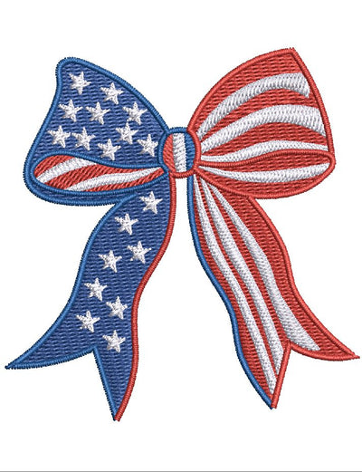 4th of July Bow Embroidery Design , 4 Sizes - File formats in pes,dst,jef,xxx,exp,vip,vp3, flag, american, fourth, holiday, new years Embroidery/Applique DESIGNS AestheticdesignsE 
