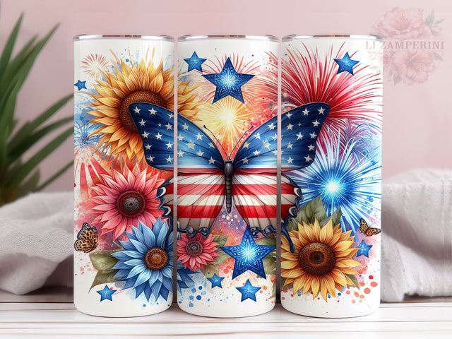 4th of July Butterfly 20oz Tumbler Wrap PNG, Sunflowers Patriotic 4th of JulyTumbler Png, Straight & Tapered Tumbler Wrap, Instant Digital Download Sublimation Li Zamperini 