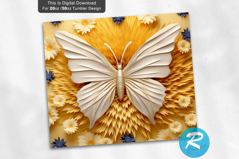 4th of July Butterfly 3D 20 Oz Tumbler Sublimation Regulrcrative 