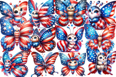 4th of July Butterfly ,Illustrator Clipart,Quotes and Sayings,Food & Drink,On Sale, Print & Cut Sublimation Newmockups 