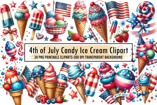 4th of July Candy Ice Cream Clipart Sublimation designartist 