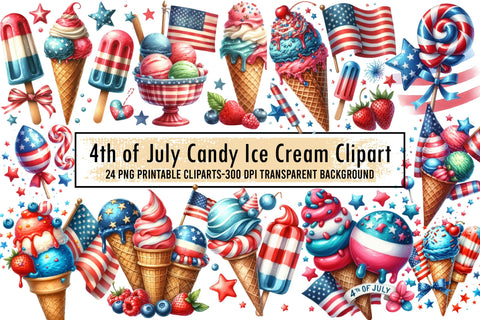 4th of July Candy Ice Cream Clipart Sublimation designartist 