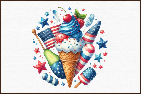 4th of July Candy Ice Cream Clipart Sublimation designartist 