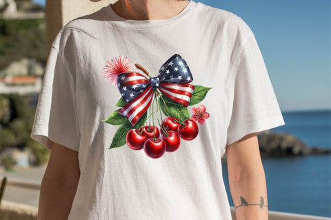 4th of July Cherry Coquette Bow Sublimation Clipart Sublimation SVGArt 