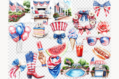 4th of July Clip Art Patriotic Illustrations | American Flag SVG GlamArtZhanna 