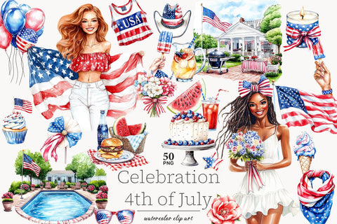 4th of July Clip Art Patriotic Illustrations | American Flag SVG GlamArtZhanna 