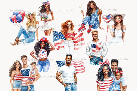 4th of July Clip Art Patriotic Illustrations | American Flag SVG GlamArtZhanna 