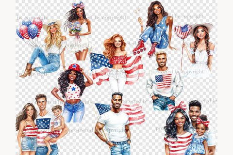 4th of July Clip Art Patriotic Illustrations | American Flag SVG GlamArtZhanna 