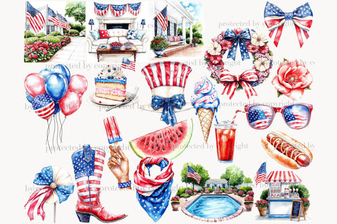 4th of July Clip Art Patriotic Illustrations | American Flag SVG GlamArtZhanna 