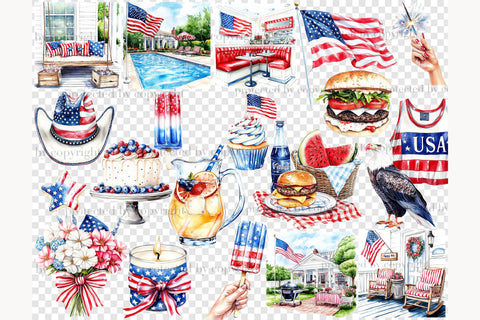 4th of July Clip Art Patriotic Illustrations | American Flag SVG GlamArtZhanna 