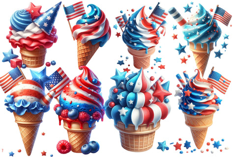 4th of July Clipart Ice Cream Clipart Sublimation Rupkotha 