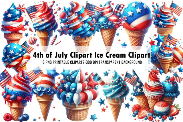 4th of July Clipart Ice Cream Clipart Sublimation Rupkotha 