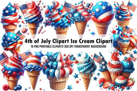 4th of July Clipart Ice Cream Clipart Sublimation Rupkotha 