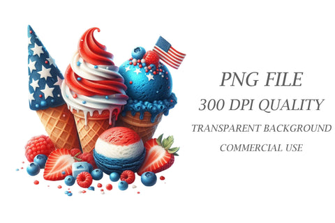 4th of July Clipart Ice Cream Clipart Sublimation Rupkotha 