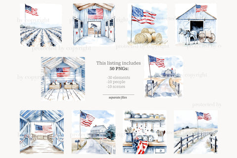 4th of July Clipart Images | America Patriotic Farm PNG SVG GlamArtZhanna 