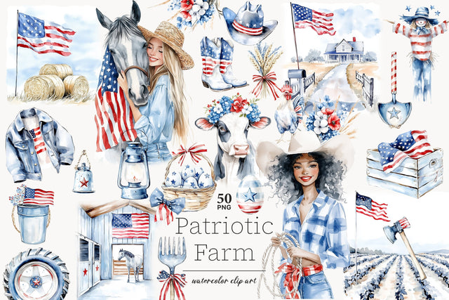 4th of July Clipart Images | America Patriotic Farm PNG SVG GlamArtZhanna 