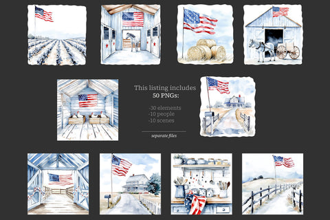 4th of July Clipart Images | America Patriotic Farm PNG SVG GlamArtZhanna 
