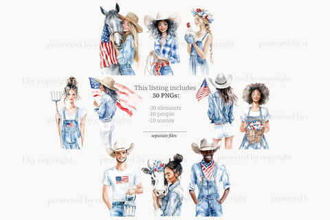 4th of July Clipart Images | America Patriotic Farm PNG SVG GlamArtZhanna 