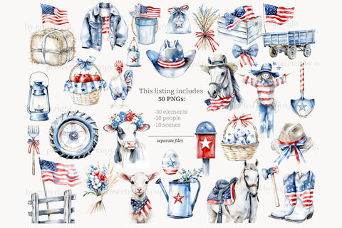 4th of July Clipart Images | America Patriotic Farm PNG SVG GlamArtZhanna 