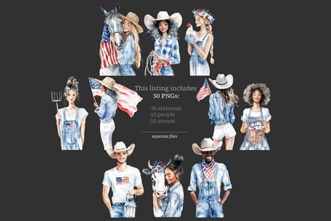 4th of July Clipart Images | America Patriotic Farm PNG SVG GlamArtZhanna 