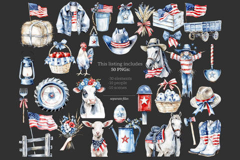 4th of July Clipart Images | America Patriotic Farm PNG SVG GlamArtZhanna 