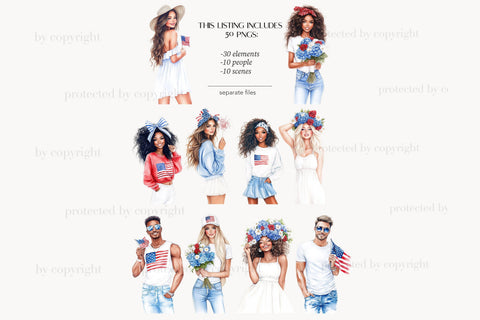 4th of July Clipart Images PNG | Patriotic USA Illustrations SVG GlamArtZhanna 