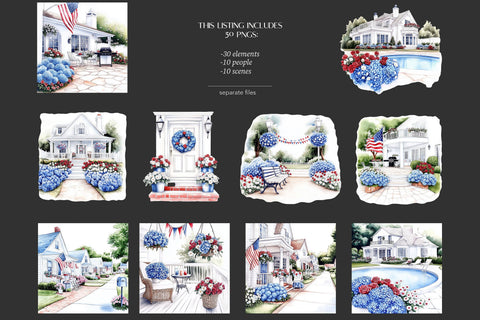 4th of July Clipart Images PNG | Patriotic USA Illustrations SVG GlamArtZhanna 