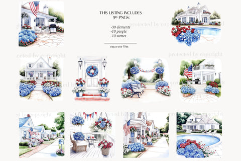 4th of July Clipart Images PNG | Patriotic USA Illustrations SVG GlamArtZhanna 