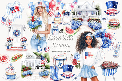 4th of July Clipart Images PNG | Patriotic USA Illustrations SVG GlamArtZhanna 
