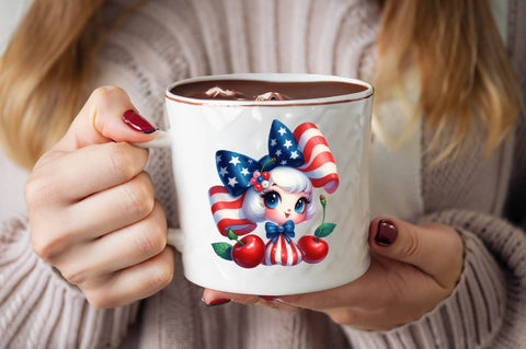4th of July Coquette Cherry Bow Sublimation Clipart Sublimation SVGArt 