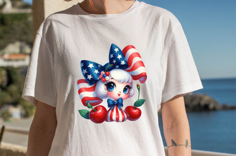 4th of July Coquette Cherry Bow Sublimation Clipart Sublimation SVGArt 