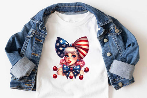 4th of July Coquette Cherry Bow Sublimation Clipart Sublimation SVGArt 