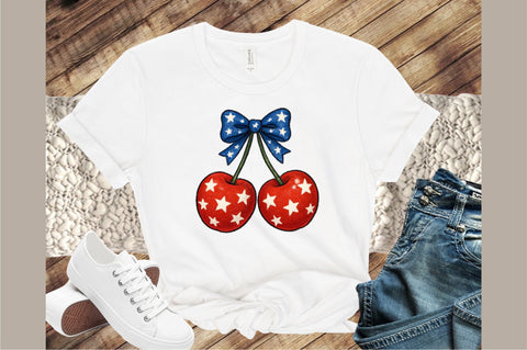 4th of July Coquette Cherry Bow Sublimation designartist 