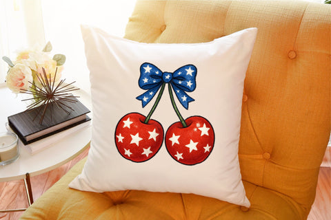 4th of July Coquette Cherry Bow Sublimation designartist 