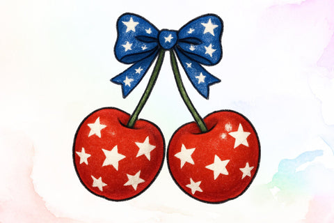 4th of July Coquette Cherry Bow Sublimation designartist 