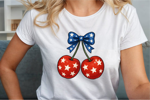 4th of July Coquette Cherry Bow Sublimation designartist 